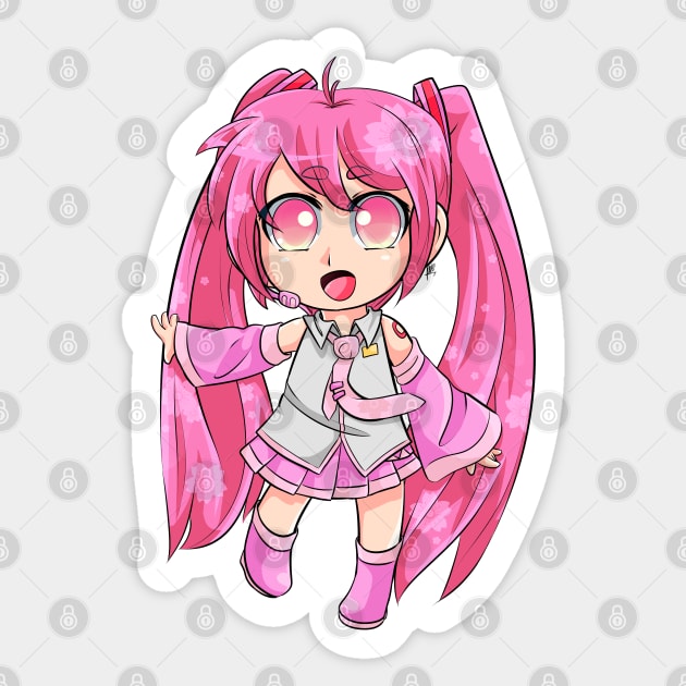 Sakura Miku Chibi Sticker by piefanart